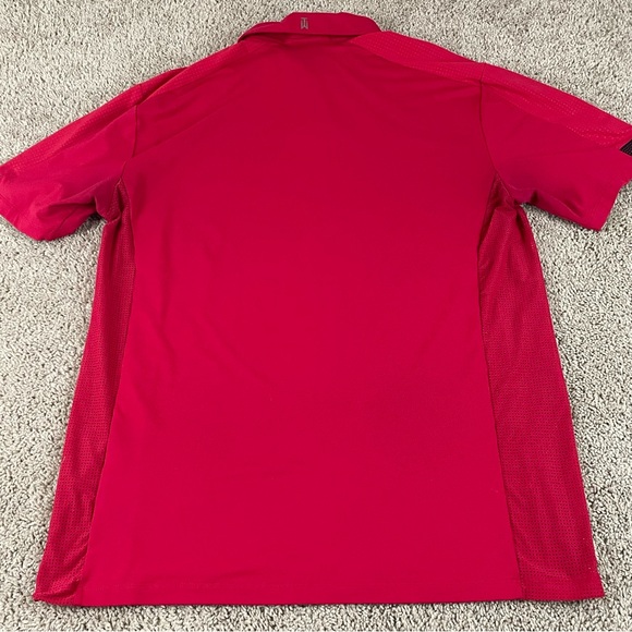 Nike Tiger Woods Polo Shirt M Red Snap Collar Golf Mesh Side Ws - Picture 2 of 13